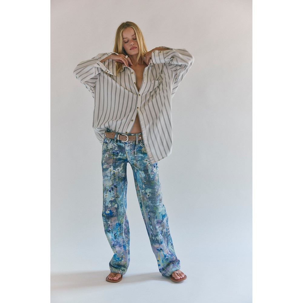 We The Free Tennessee Low Rise Illusions Jeans Blue Floral 27 NWT